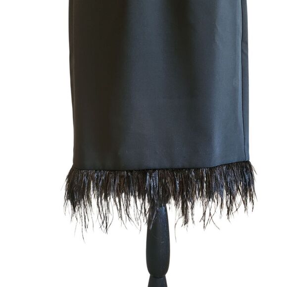 Ann Taylor Black Sleeveless Shell Dress with Feather Hem, Sz. 2 - Picture 3 of 7
